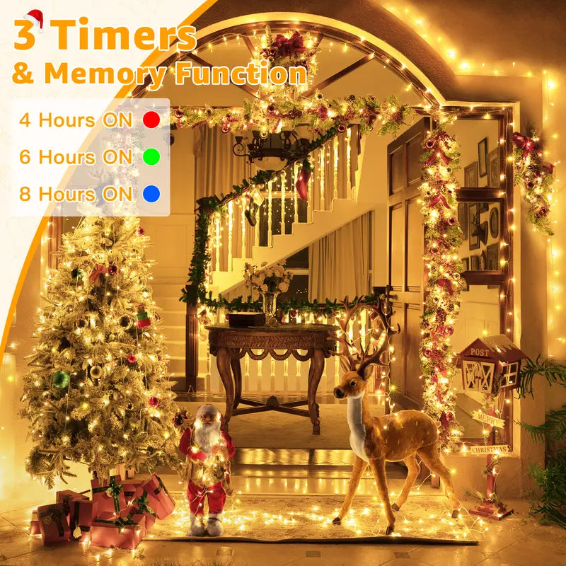✨38FT Fairy Lights, 100 LED Plug in Outdoor String Lights-8 Modes