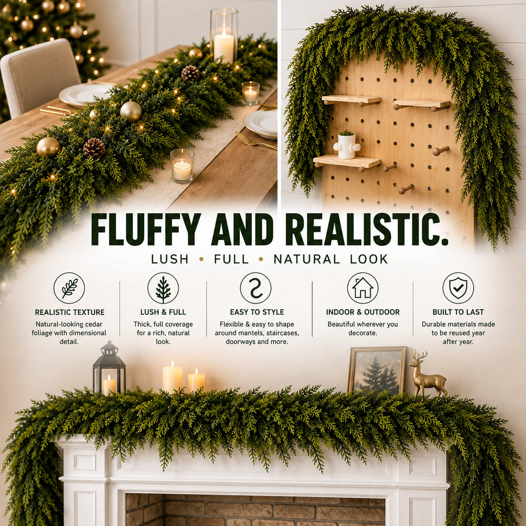 🏆2026 HOT SALE💥 Pre-lit Christmas Cedar Garland