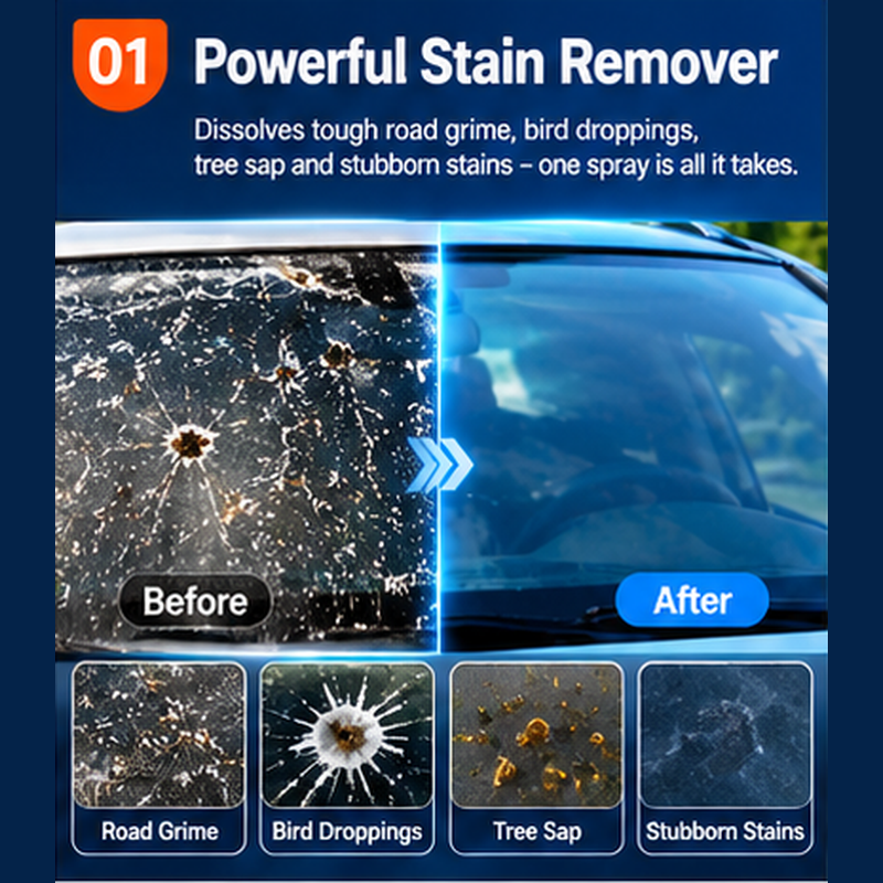 ✨ Powerful Car Glass Cleaner – Removes Oil Film, Stains & Insect Residue | Hydrophobic Windshield Cleaner for a Clearer View