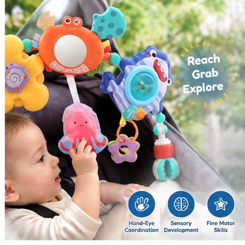 Stroller Hanging Toy – Multifunctional Interactive Sensory Toy for Newborn Early Education and Entertainment (1 Set)