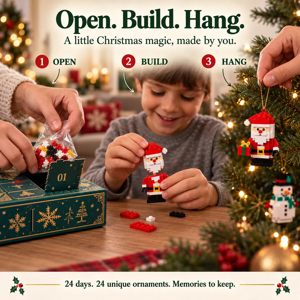 🎄24-Day Mini Christmas Brick Ornament Advent Calendar | 24 Unique Buildable Holiday Ornaments to Create, Hang & Keep 🧱
