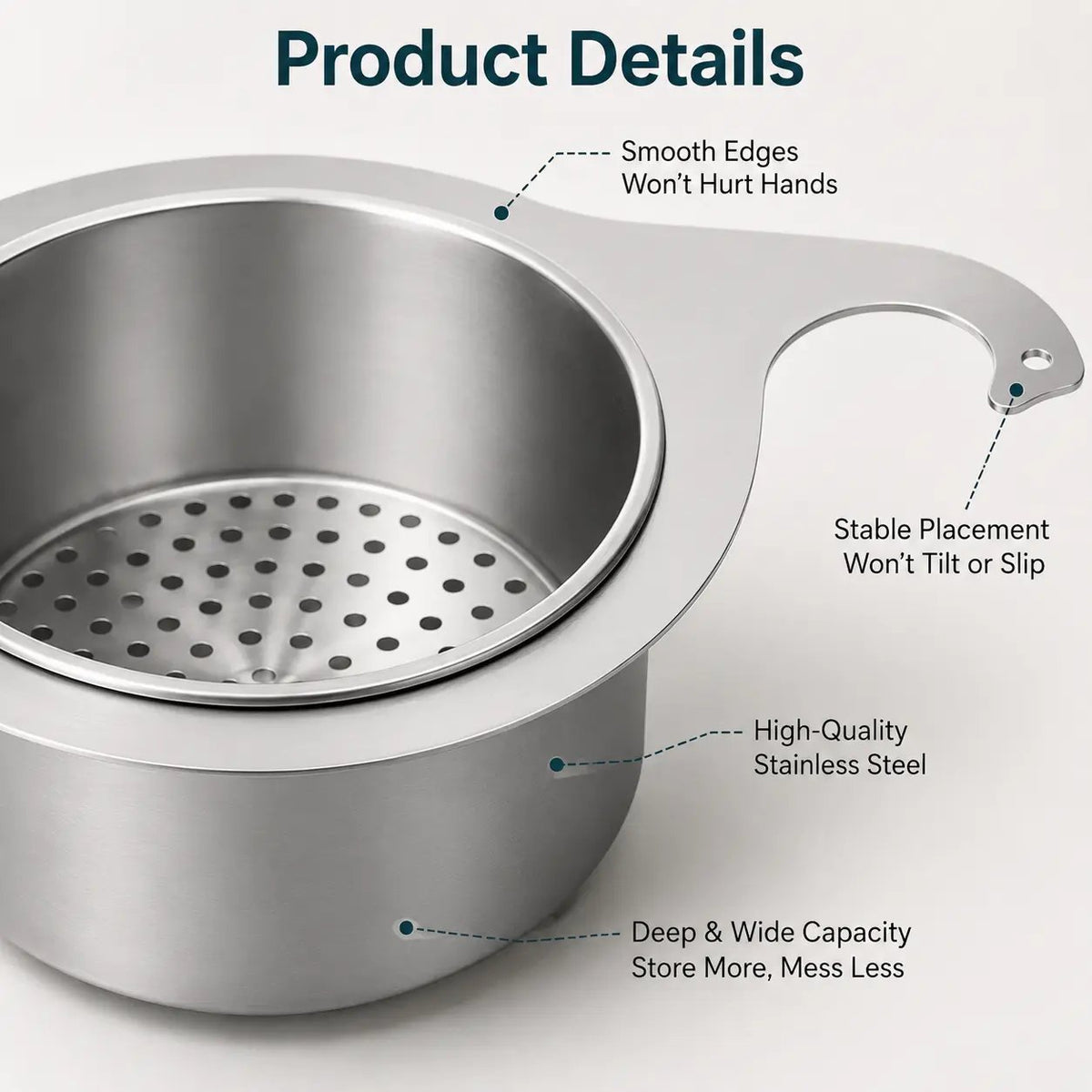 Stainless Steel Sink Strainer Basket | Hanging Drain Filter for Kitchen