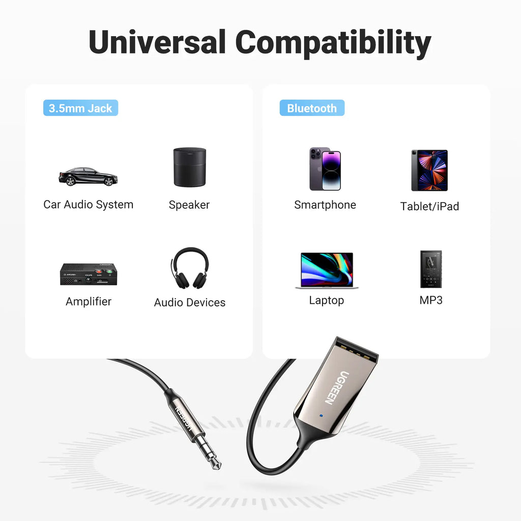 🚗🎵Upgrade Your Car Audio – Bluetooth 6.0 AUX Wireless Receiver with Hands-Free Calling