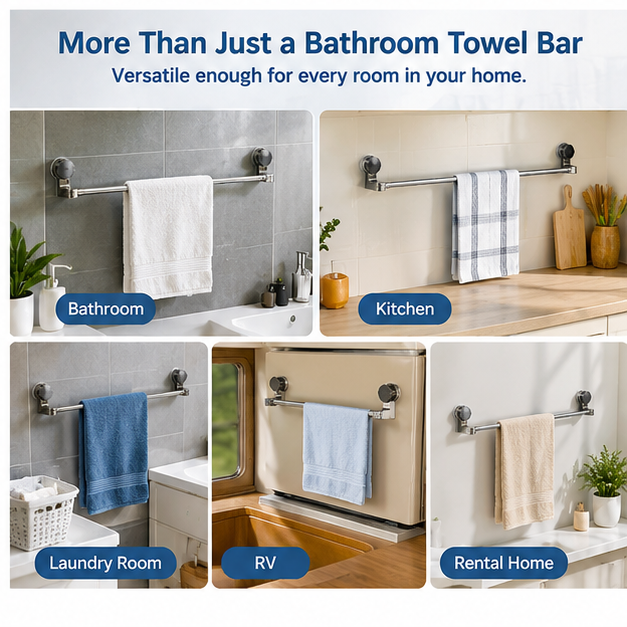Adjustable Suction Cup Towel Bar