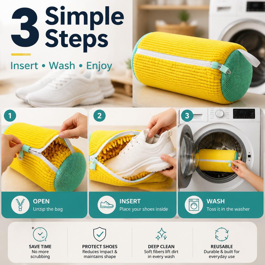 👟👟  No-Scrub Shoe Washing Bag – Clean & Protect Your Sneakers In The Washing Machine