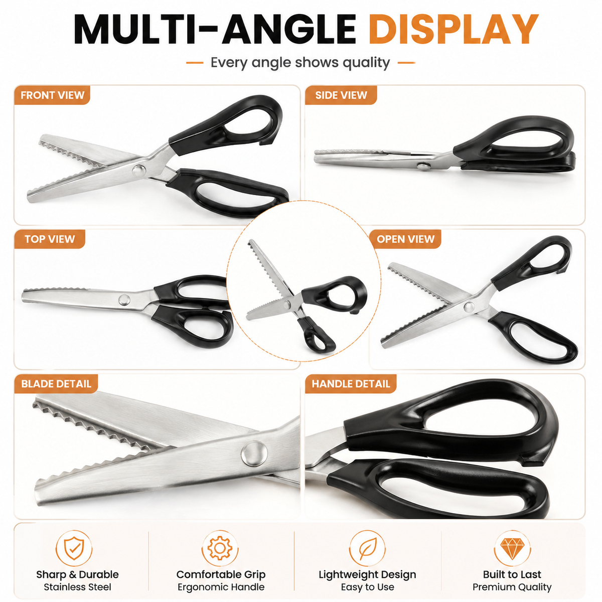 🔥LAST DAY 49% OFF✂️ Professional Pinking Shears – Stainless Steel Zigzag Fabric Cutting Scissors