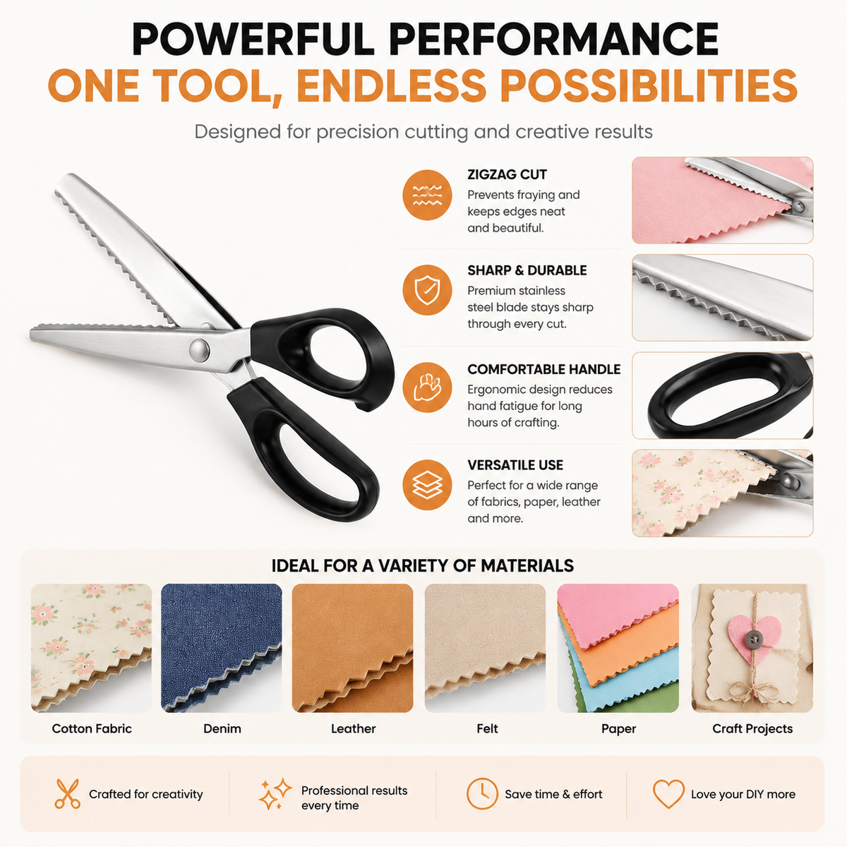 🔥LAST DAY 49% OFF✂️ Professional Pinking Shears – Stainless Steel Zigzag Fabric Cutting Scissors