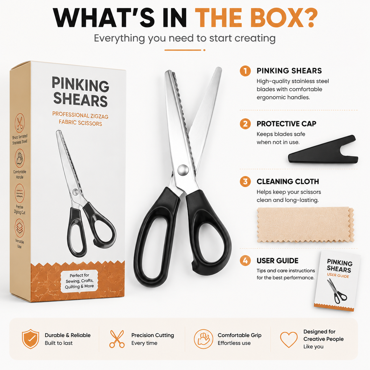 🔥LAST DAY 49% OFF✂️ Professional Pinking Shears – Stainless Steel Zigzag Fabric Cutting Scissors