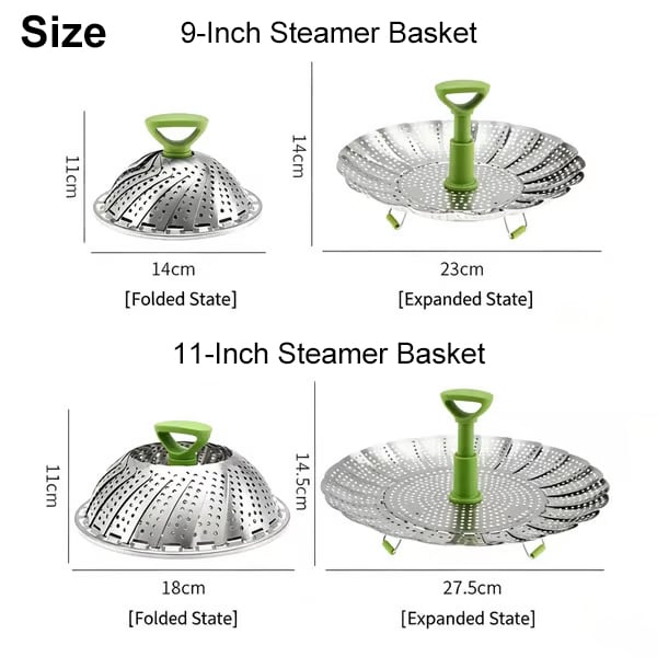 🥦💨 Expandable Stainless Steel Steamer Basket | Foldable Pot Insert 🍲✨