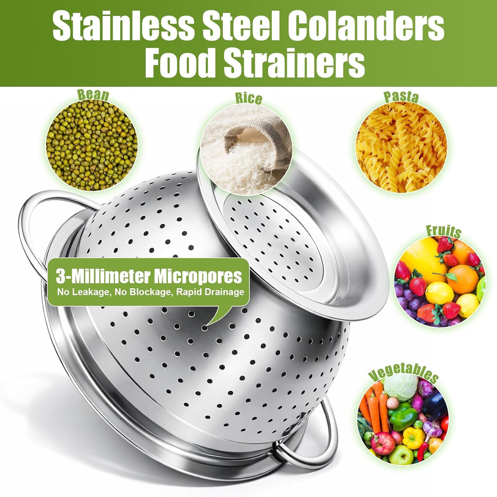 Colander and Strainer Self Drainer Base Plate Stainless Steel for Kitchen