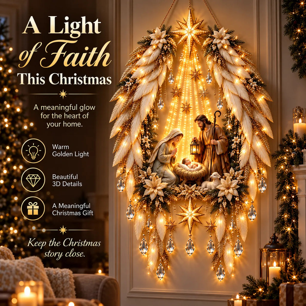 ✨👼 3D Heavenly Angel Wings Nativity Light✨ – Lighted Christmas Wall Decor  ✈️