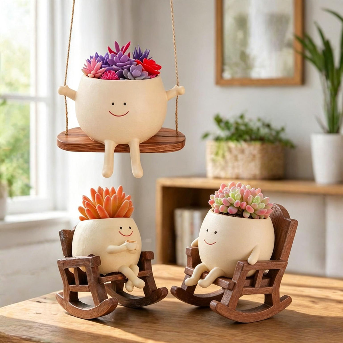 🌼 Cartoon Chair Resin Vase – Adorable Flower Pot & Home Decor
