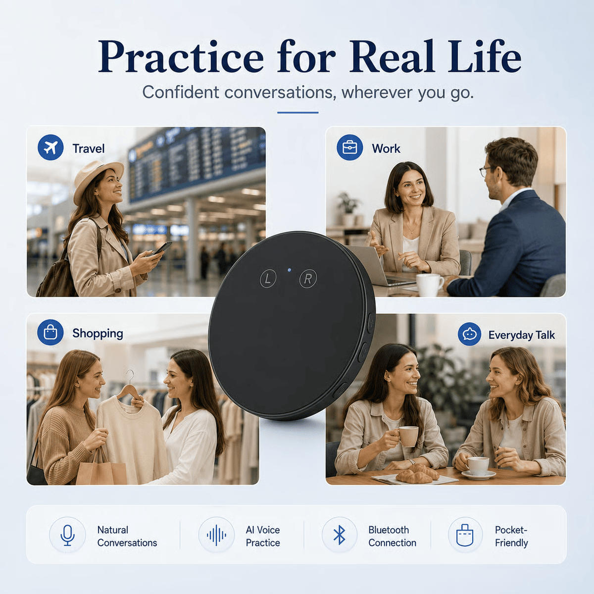Spanish & English Practice Companion – Supports 40 Languages