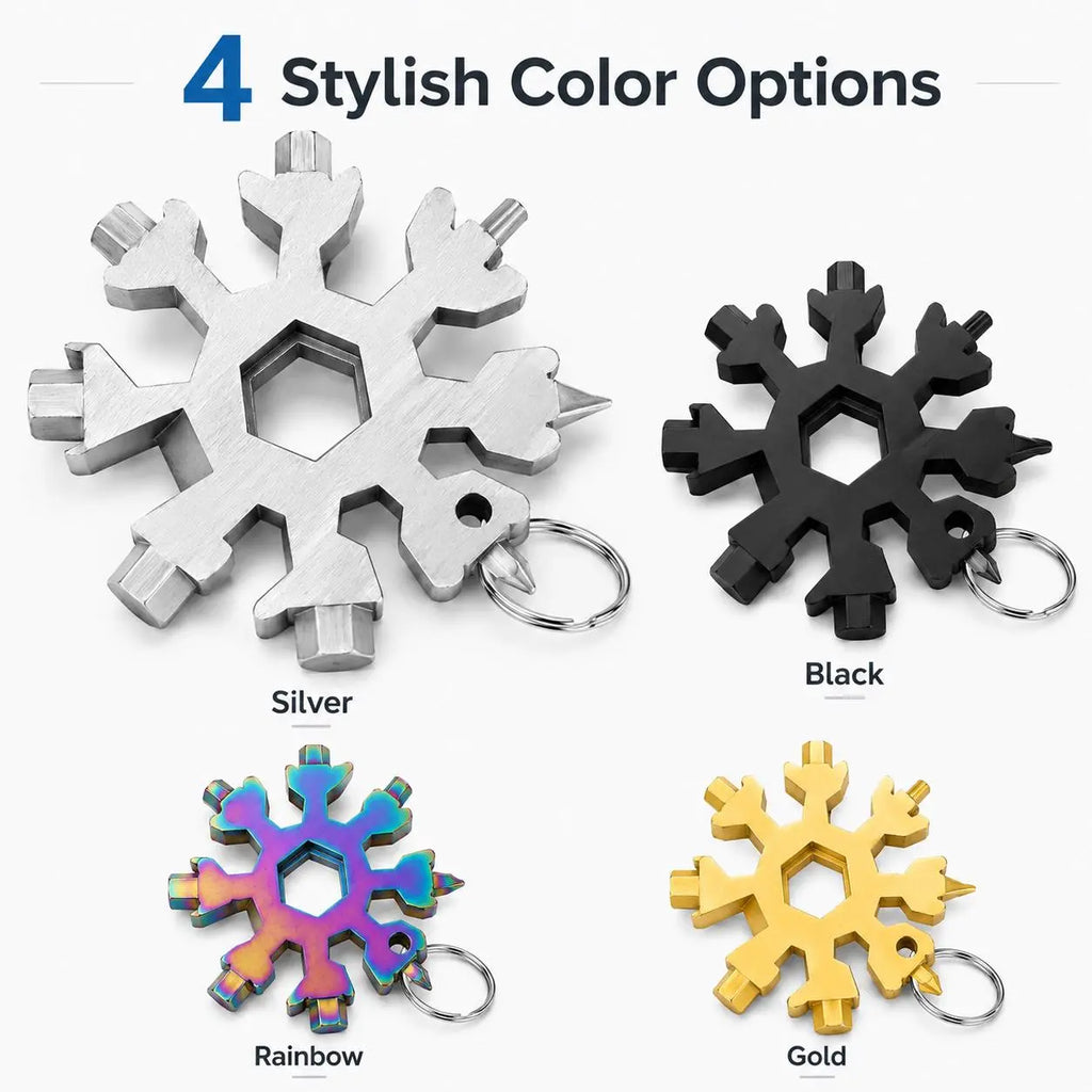 ❄️🛠️ 2-Pack Viral 18-in-1 Snowflake Multi-Tool Stainless Steel Portable Wrench 🔧✨