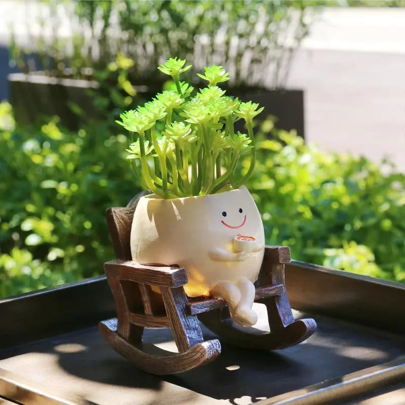 🌼 Cartoon Chair Resin Vase – Adorable Flower Pot & Home Decor