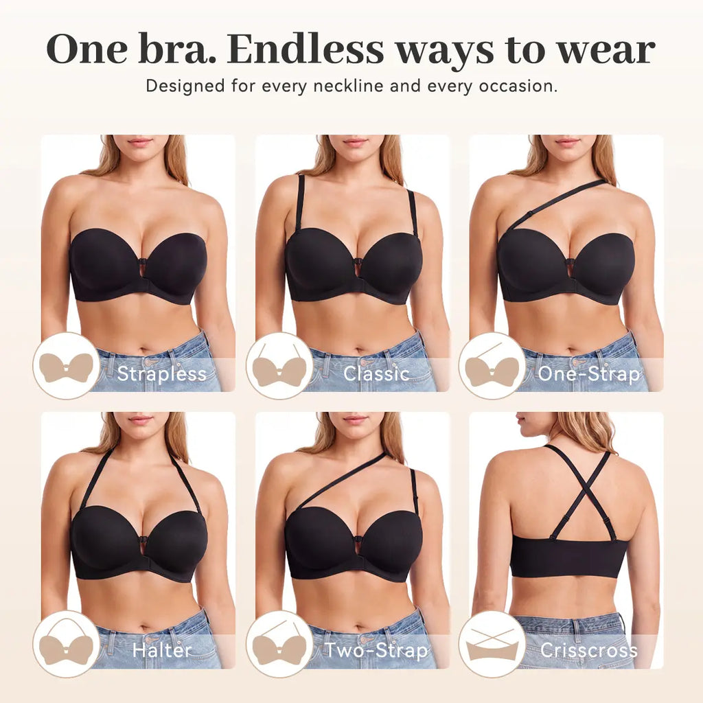 All-Day Non-Slip Front Closure Strapless Bra | Multi-Way Support