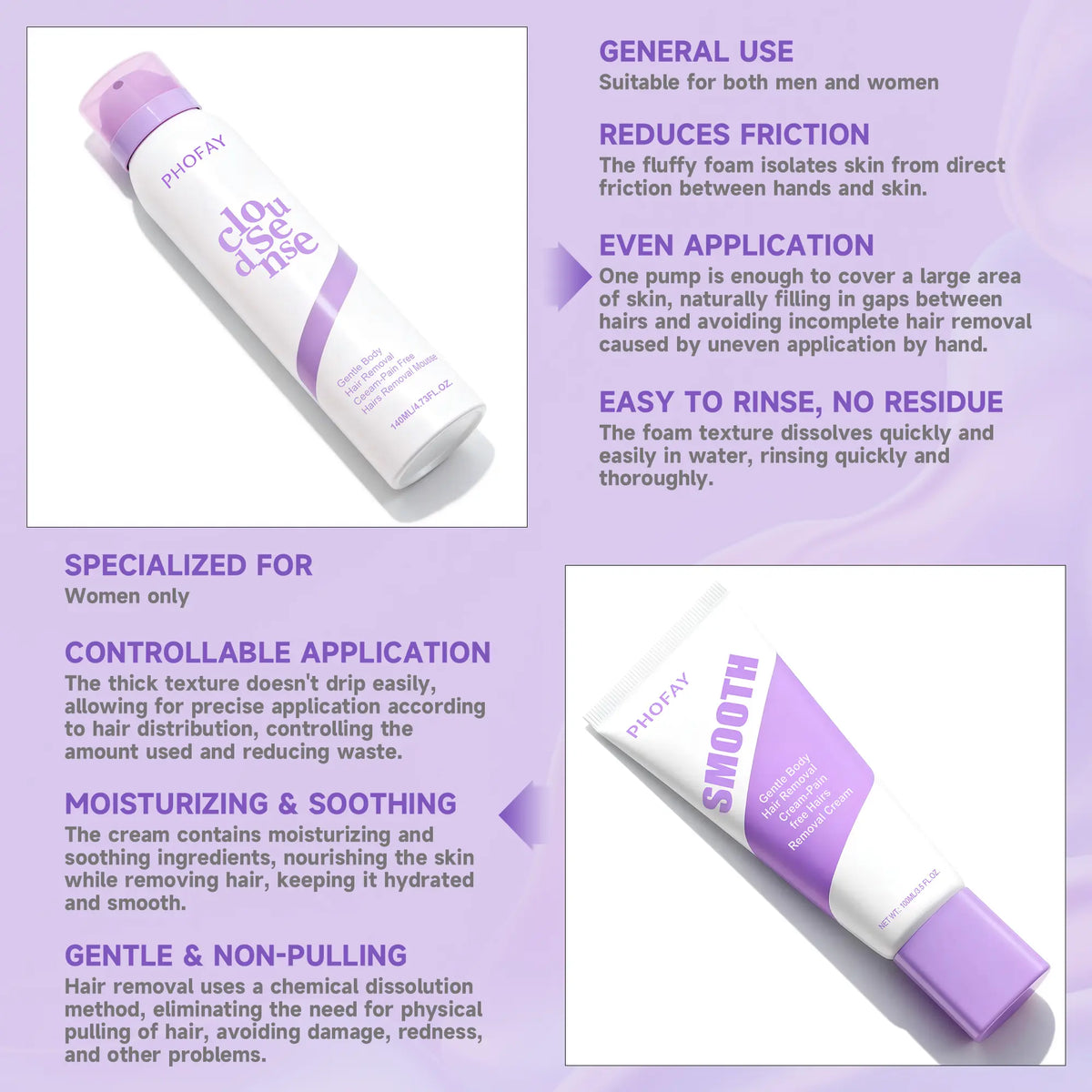 Bikini Pain-Free Hair Removal Cream for Sensitive Skin,Gentle Citrus Sensitive Skin Hair Removal Cream&Spray