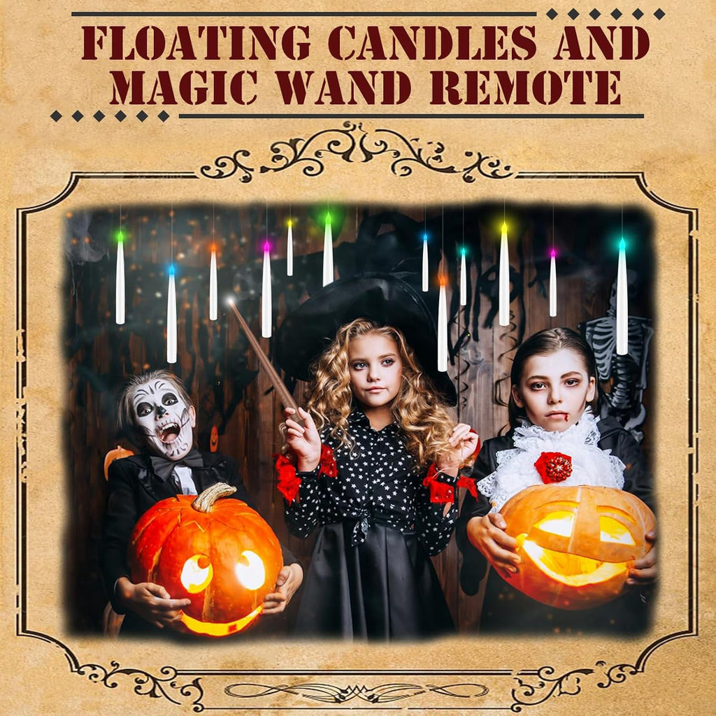 🕯️Magic Wand Remote Floating Candles – Flameless LED Hanging Candles for Christmas & Halloween Decor