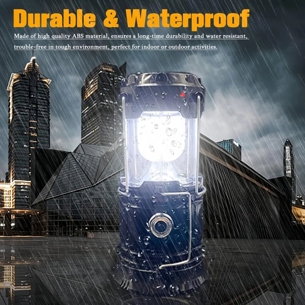 Collapsible Portable LED Camping Lantern – Solar & USB Rechargeable