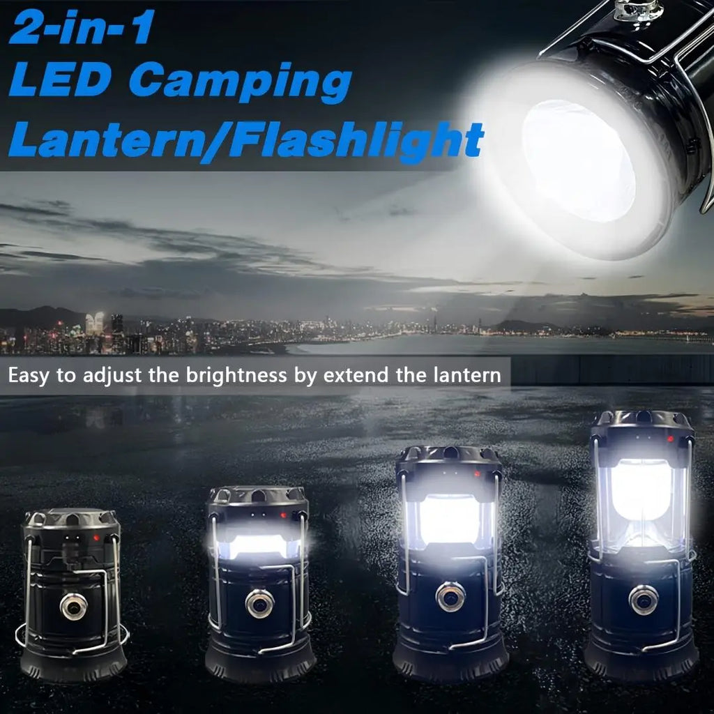 Collapsible Portable LED Camping Lantern – Solar & USB Rechargeable