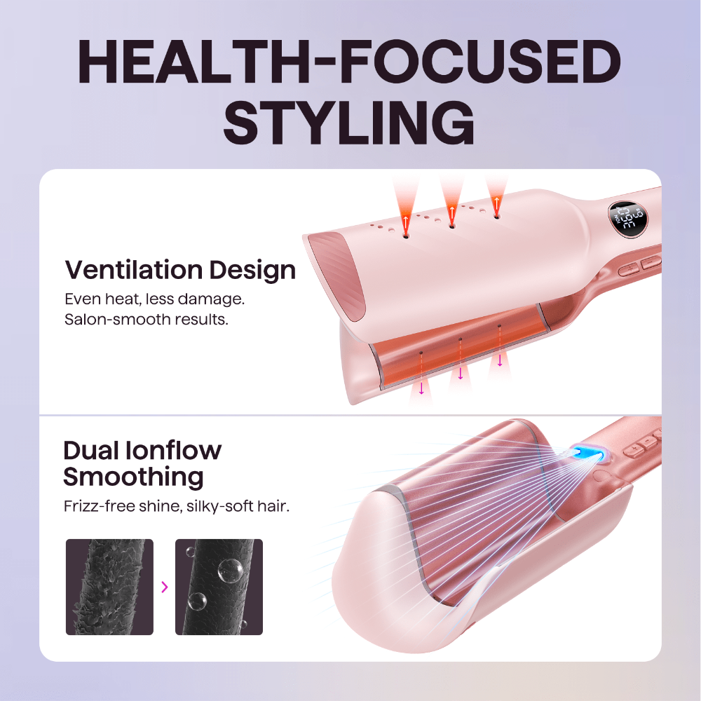 Negative Ion Curling Iron (32mm): Deep-U "Big Egg Roll" / W-Wave Curler with Audible Timer
