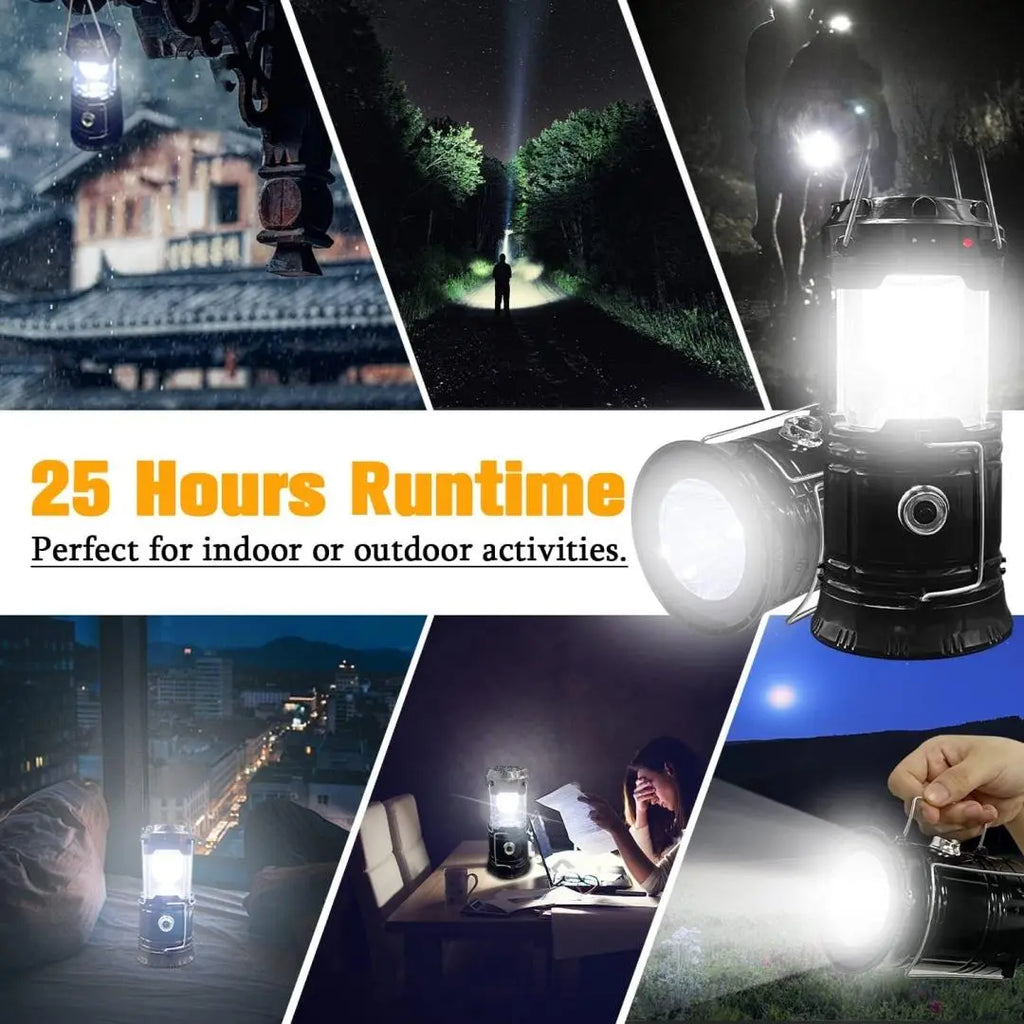 Collapsible Portable LED Camping Lantern – Solar & USB Rechargeable