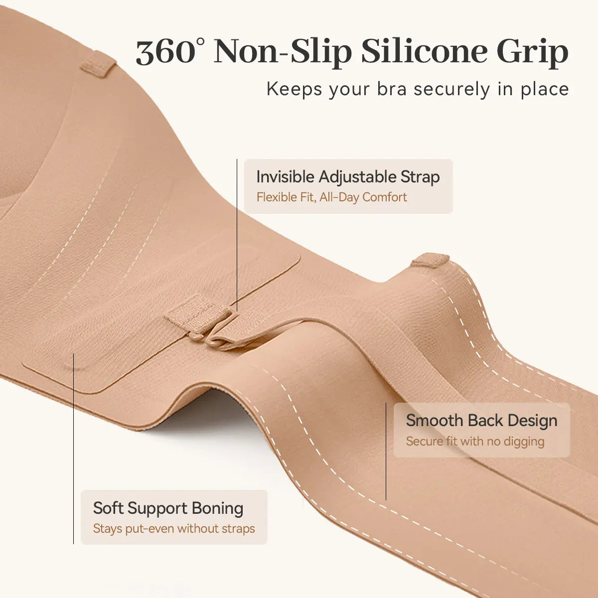 All-Day Non-Slip Front Closure Strapless Bra | Multi-Way Support