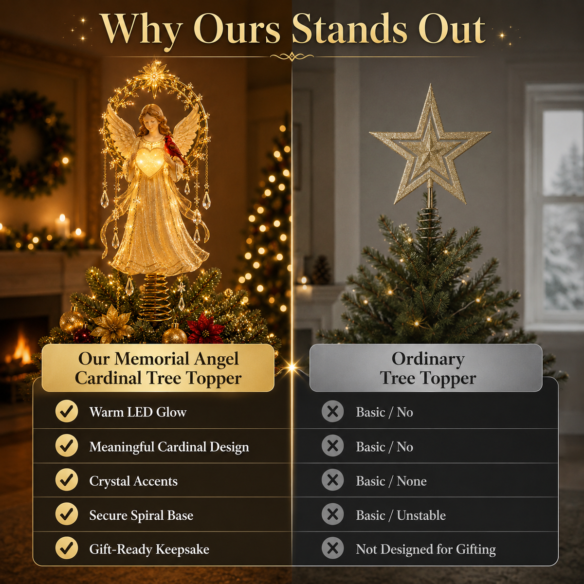 🎄✨ Meaningful Christmas Tree Topper Collection – Lighted Holiday Keepsakes 🌟🎁
