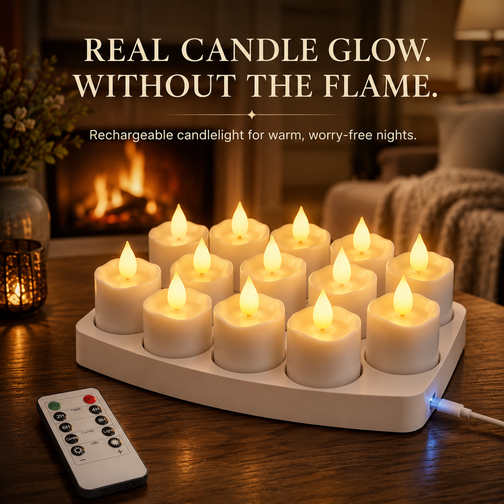 🕯️🕯️ Rechargeable Flameless LED Candles with Remote & Timer – Cozy Flickering Glow for Home & Holiday Decor