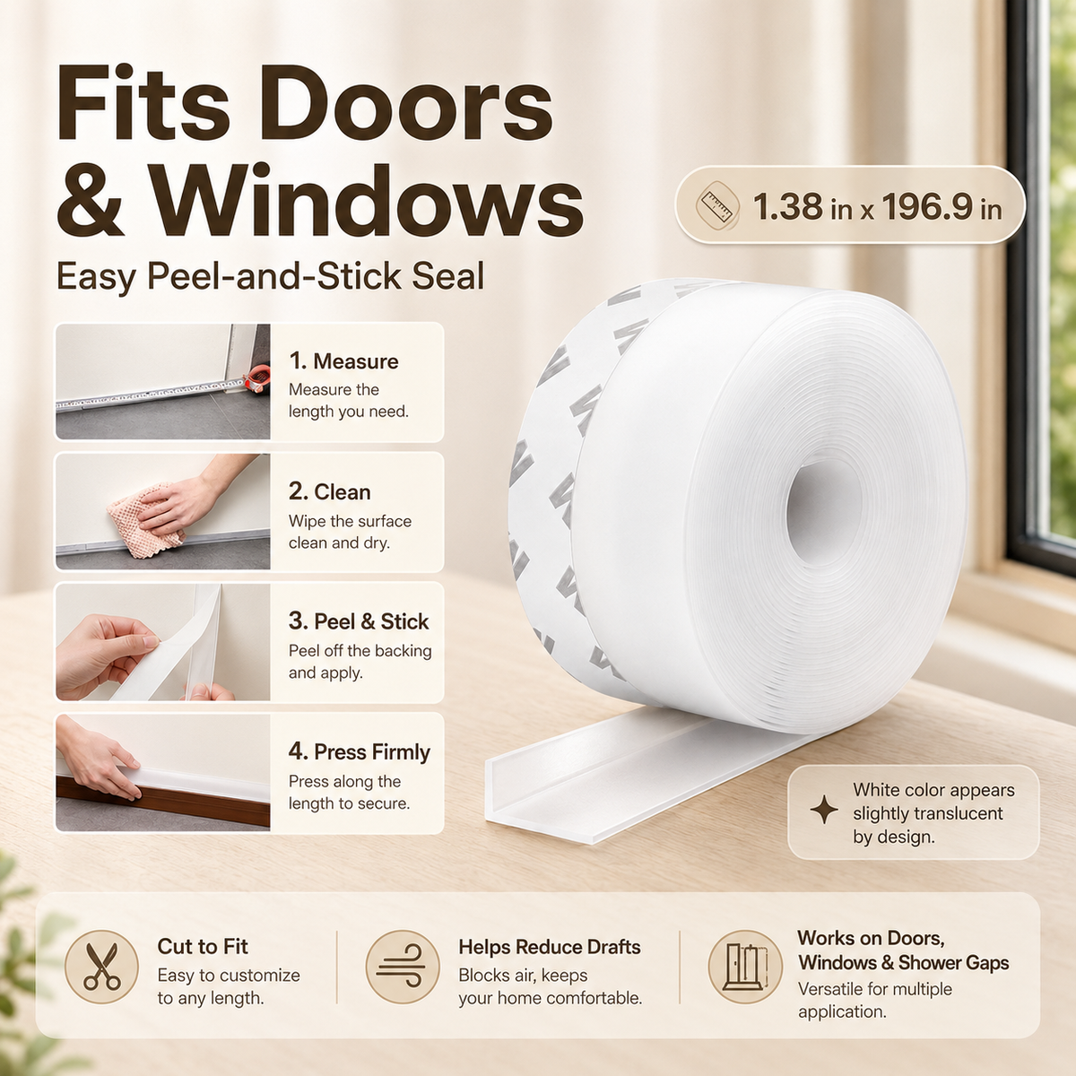 🚪🌬️ Door Weather Stripping Seal – Self-Adhesive Draft Stopper for Doors & Windows 🏠✨