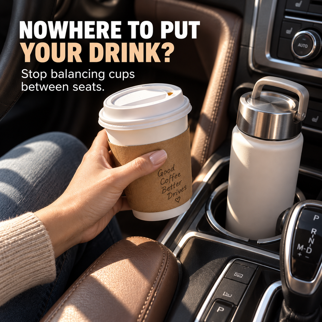 🚗🥤 Universal Foldable Car Cup Holder – Space-Saving Drink & Phone Holder 📱✨