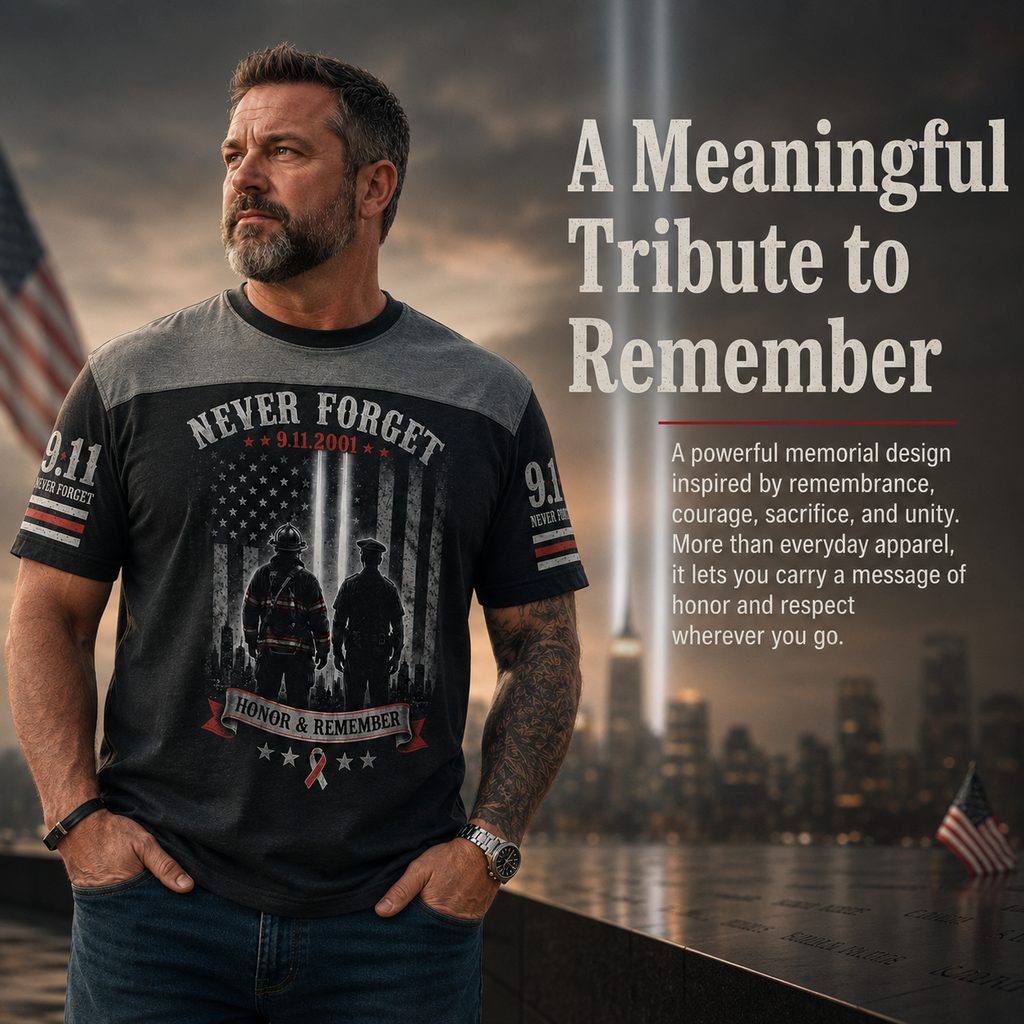 🕊️ 9/11 Memorial Tribute T-Shirt – Twin Towers, Eagle and American Flag Design 🇺🇸 🦅