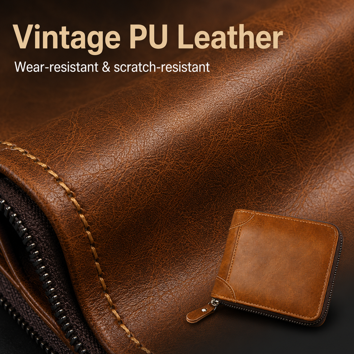 🔥LAST DAY 49% OFF🔥💼 Men Retro PU Leather Zip Wallet, Bifold Card Coin Purse