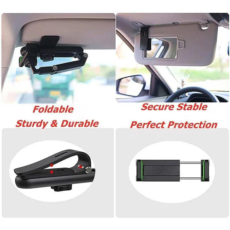 1080° Multi-function Sun Visor Universal 360 Degree Rotating Phone Holder exavon Suitable for Any Scene Car Holder - Rotatable and Retractable