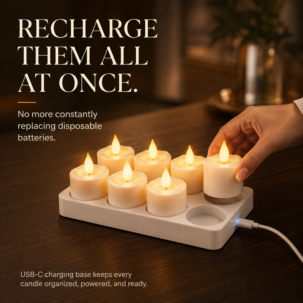 🕯️🕯️ Rechargeable Flameless LED Candles with Remote & Timer – Cozy Flickering Glow for Home & Holiday Decor