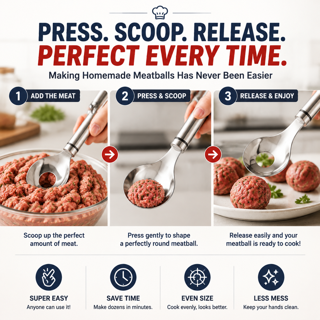2PCS-Stainless Steel Meatball Maker Spoon – Make Perfect Meatballs Without Messy Hands
