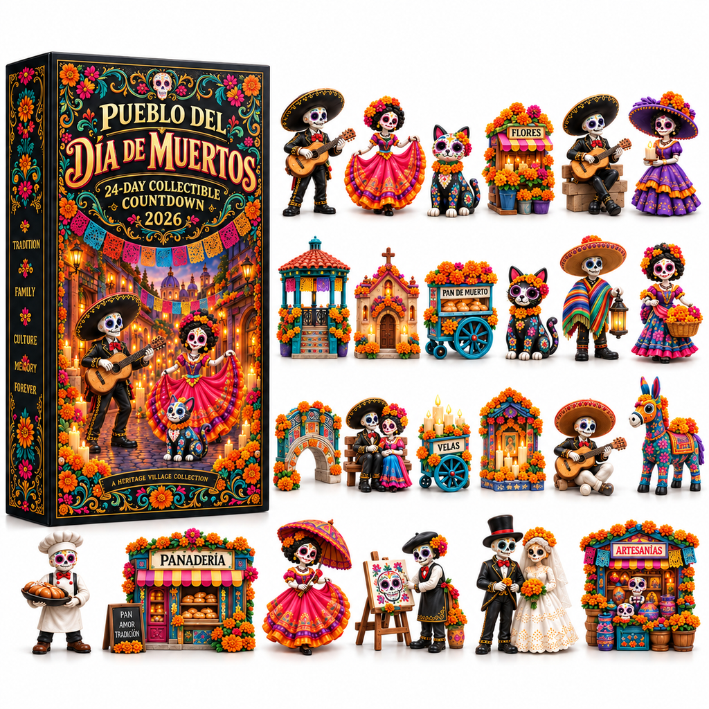 🎁🎁Pueblo del Día de Muertos 2026 – 24-Day Day of the Dead Collectible Countdown Calendar with 24 Unique Miniatures