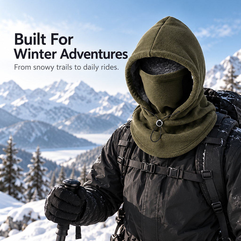 🥶🥶 Fleece Balaclava Hood – Full Face & Neck Winter Protection for Outdoor Adventures