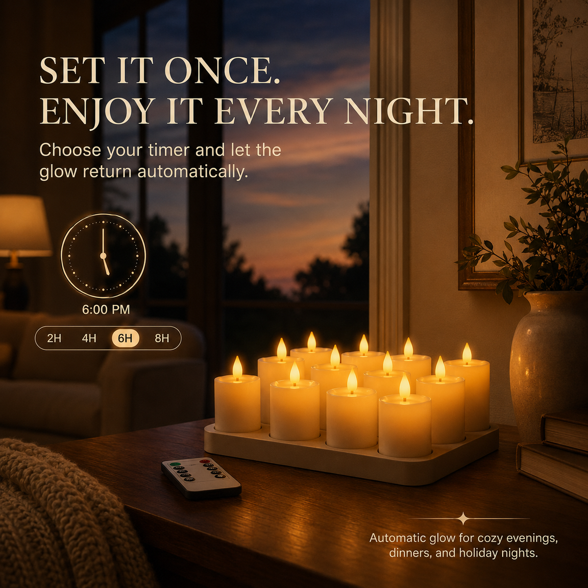 🕯️🕯️ Rechargeable Flameless LED Candles with Remote & Timer – Cozy Flickering Glow for Home & Holiday Decor