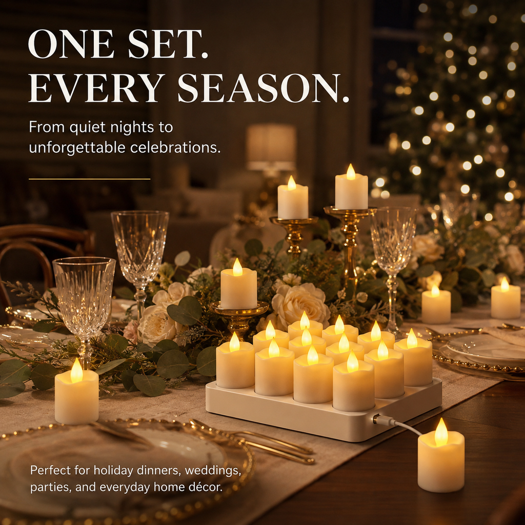 🕯️🕯️ Rechargeable Flameless LED Candles with Remote & Timer – Cozy Flickering Glow for Home & Holiday Decor
