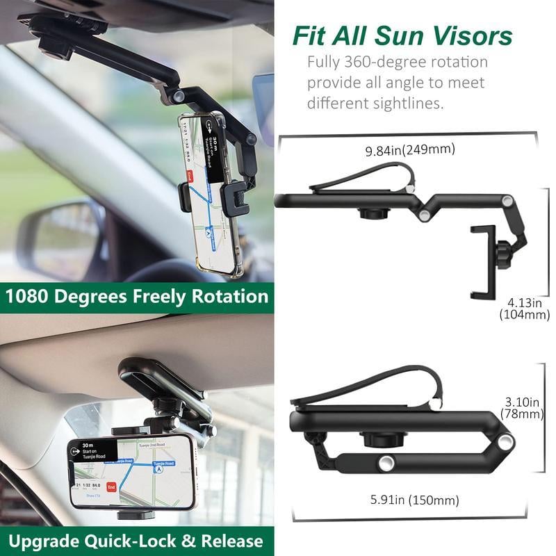 New 1080° multi-functional sun visor universal 360° rotating phone holder