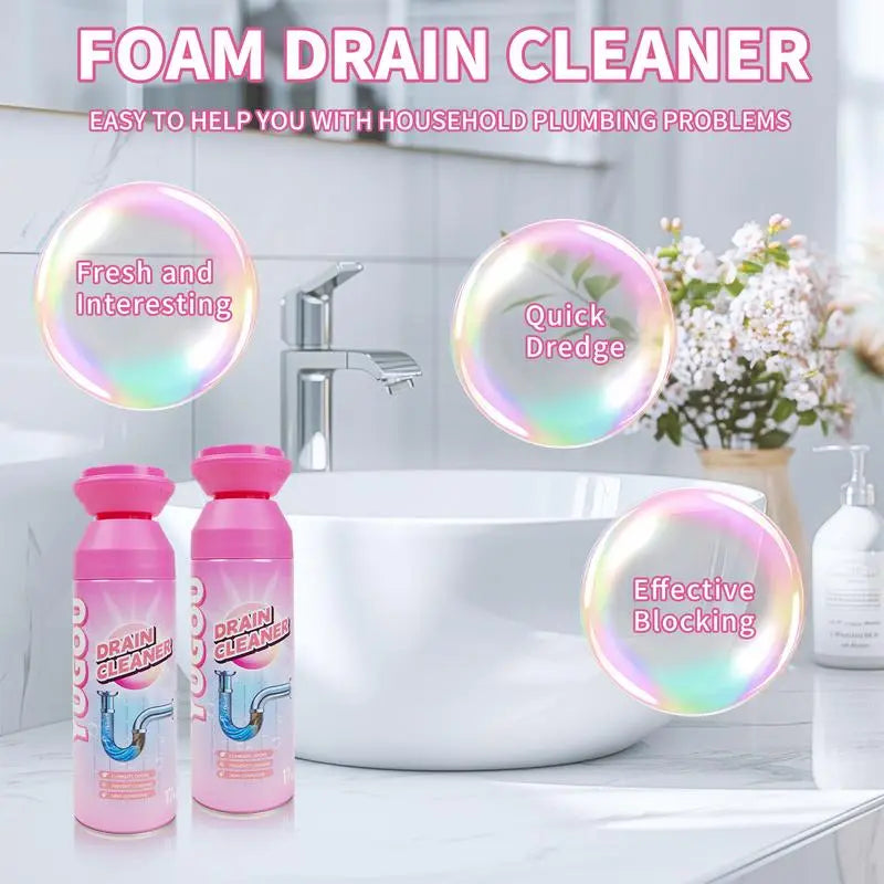 Household Safe Foam Mousse Drain Cleaner - Clog Remover, Deodorizer for Kitchen Drains and Sinks