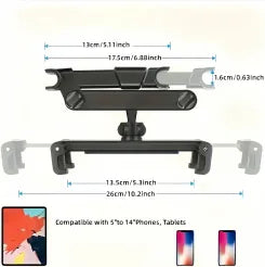 📱📱360° Hands-Free Entertainment – Rotatable Car Headrest Tablet Holder for 5–13" Devices