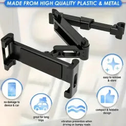 📱📱360° Hands-Free Entertainment – Rotatable Car Headrest Tablet Holder for 5–13" Devices