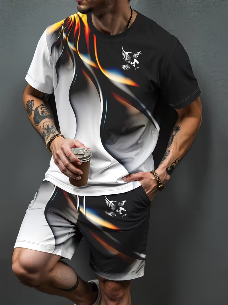 🔥Men's 3D Printed Casual 2-Piece Set