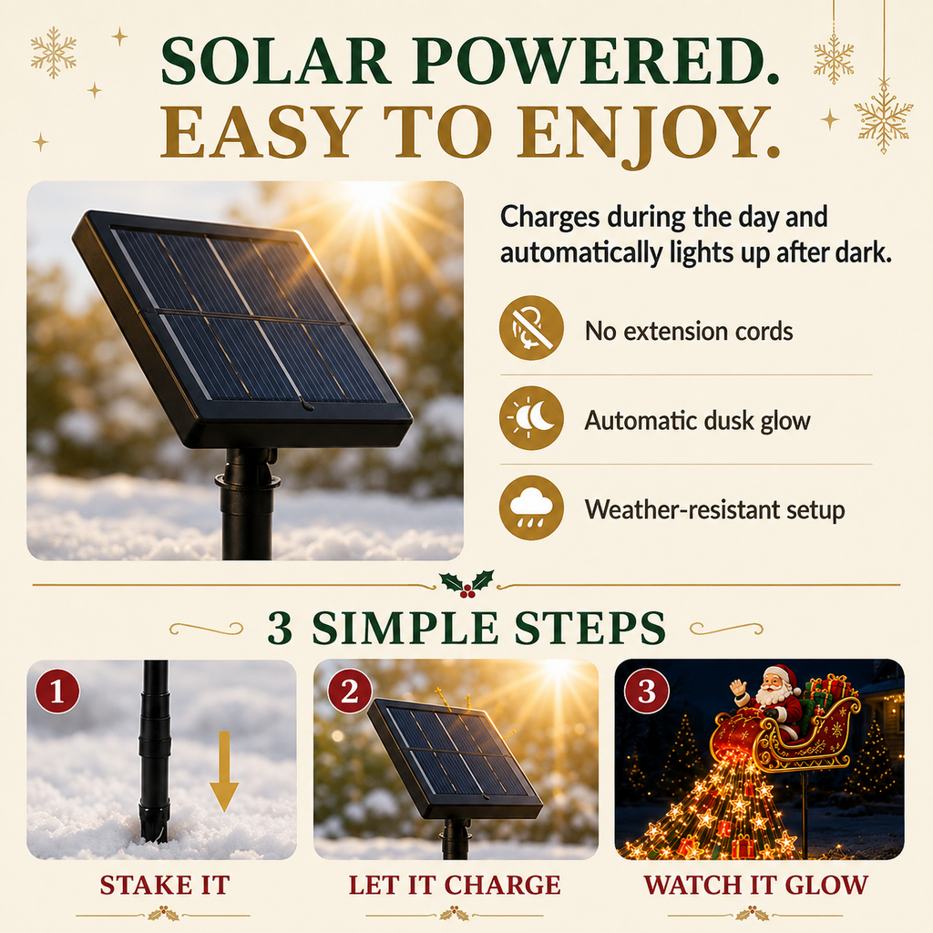 🎅✨ 2026 New Santa's Flying Sleigh Gift Cascade – Solar Christmas Garden Light