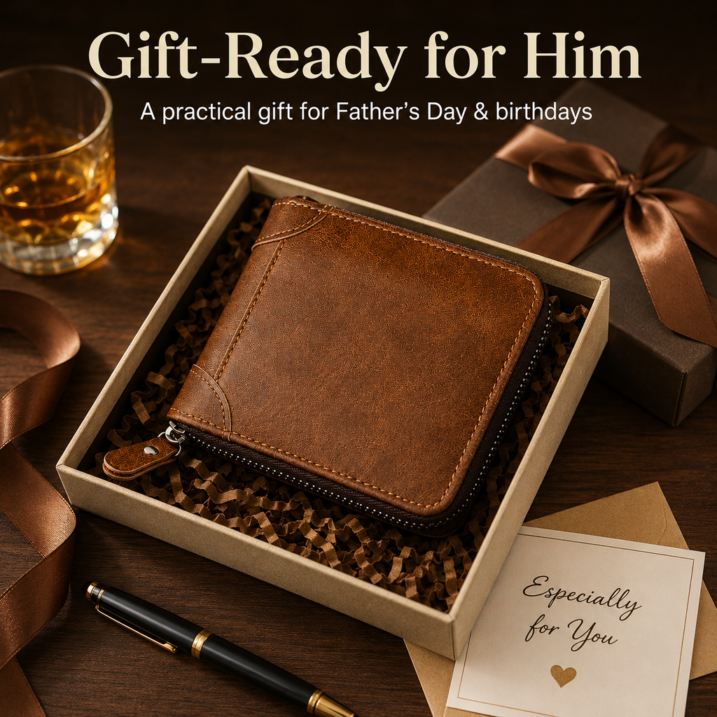 🔥LAST DAY 49% OFF🔥💼 Men Retro PU Leather Zip Wallet, Bifold Card Coin Purse