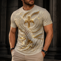 Men's 3D Religious Cross & Angel Wings T-Shirt
