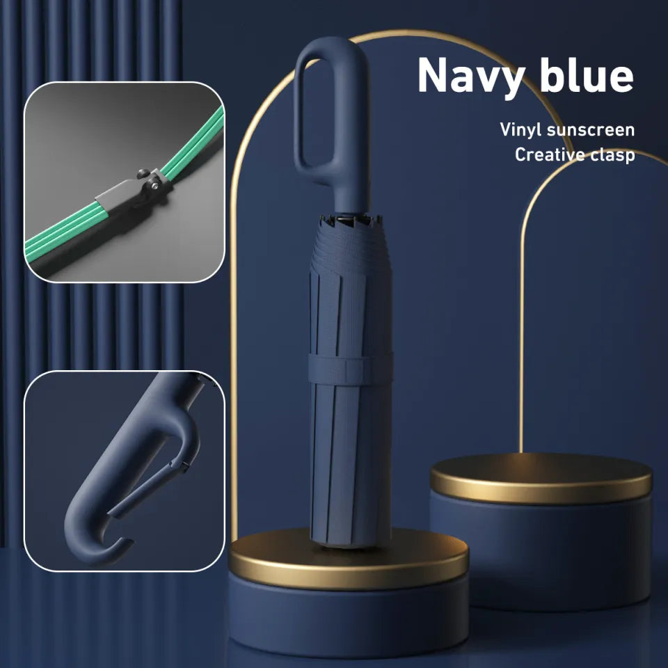 ☂️🌧️ Portable Automatic Folding Umbrella – Windproof & Waterproof with Loop Buckle 🌬️✨