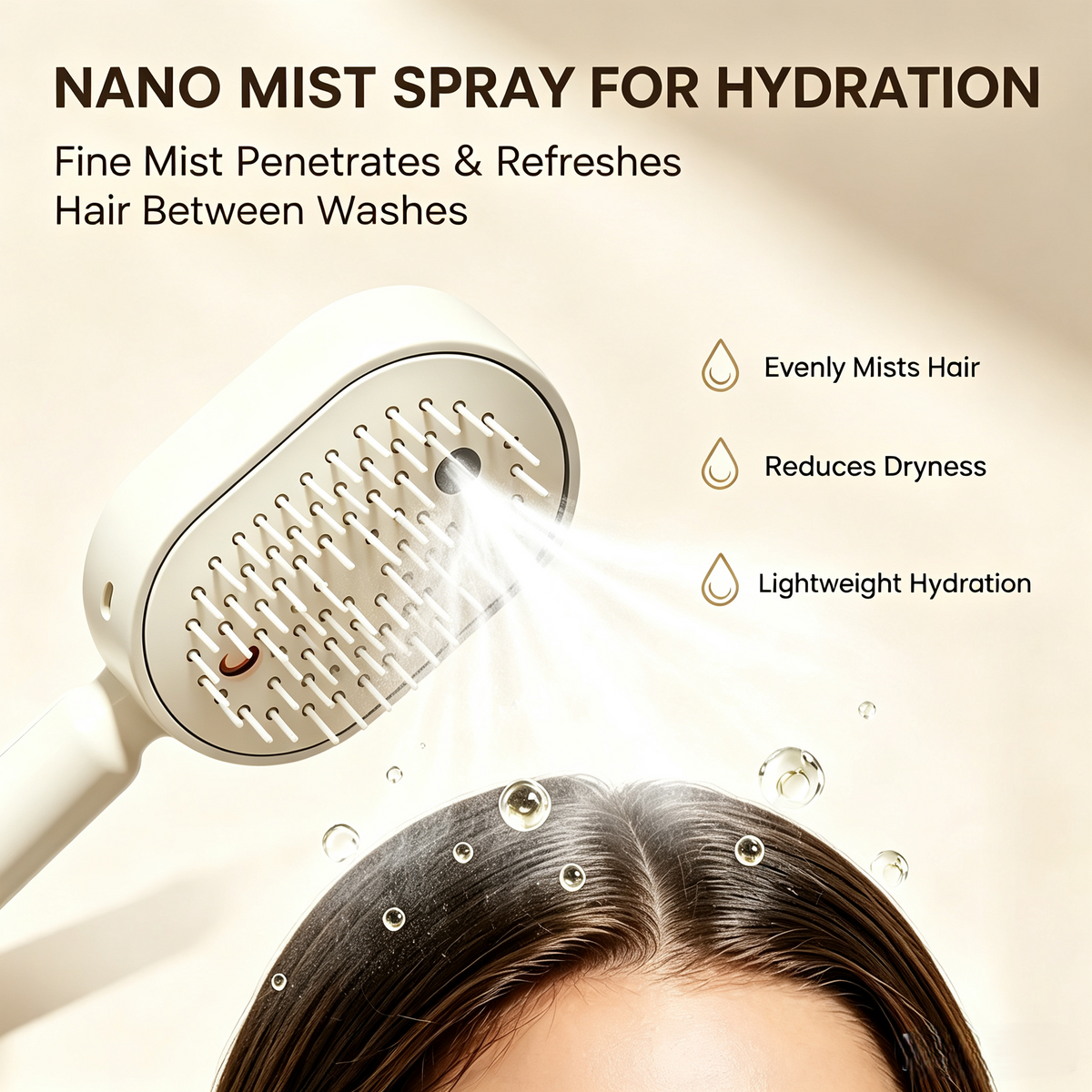 🔥Limited Time 50% OFF-Electric Nano Mist Spray Hair Brush, 3 in 1 Air Cushion Scalp Massager Comb With Essential Oil Atomization